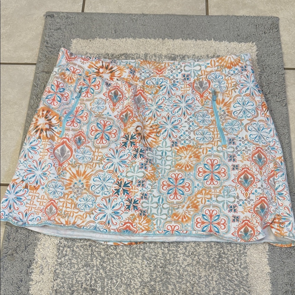 Talbots Orange And Blue Patterned Skort - image 1
